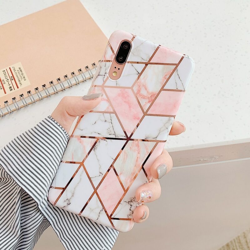 LOVECOM Plating Geometric Marble Phone Case For Huawei P40 Pro P30 P20 Lite Pro Mate 30 2
