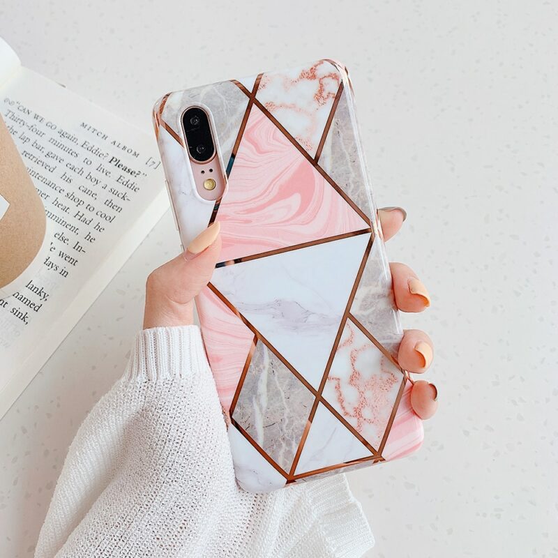 LOVECOM Plating Geometric Marble Phone Case For Huawei P40 Pro P30 P20 Lite Pro Mate 30 4