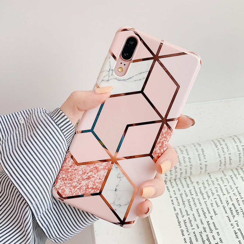 LOVECOM Plating Geometric Marble Phone Case For Huawei P40 Pro P30 P20 Lite Pro Mate 30