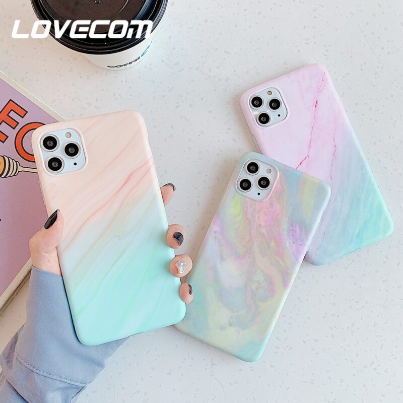 LOVECOM Vintage Gradual Color Marble Phone Case For iPhone 11 Pro Max XR XS Max 6