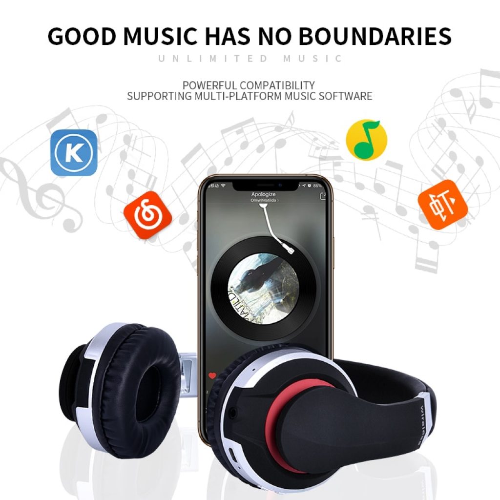 MH7 Wireless Headphones Bluetooth Headset Foldable Stereo Gaming Earphones With Microphone Support TF Card For IPad 3