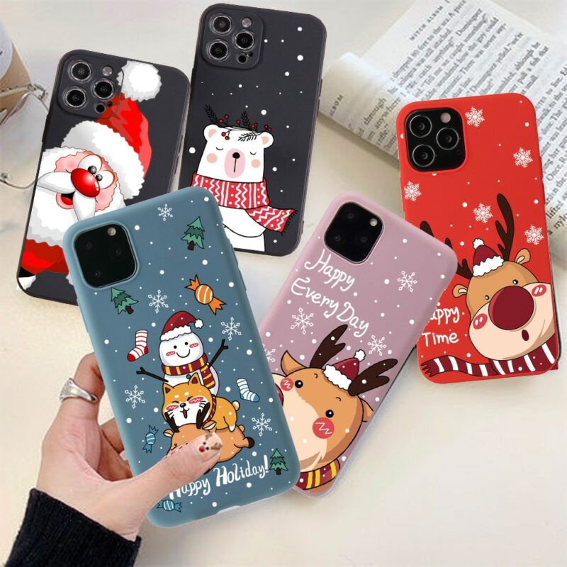 Merry Christmas Gift Silicone Phone Case for iPhone 12 13 Pro Max 6 XR XS Soft