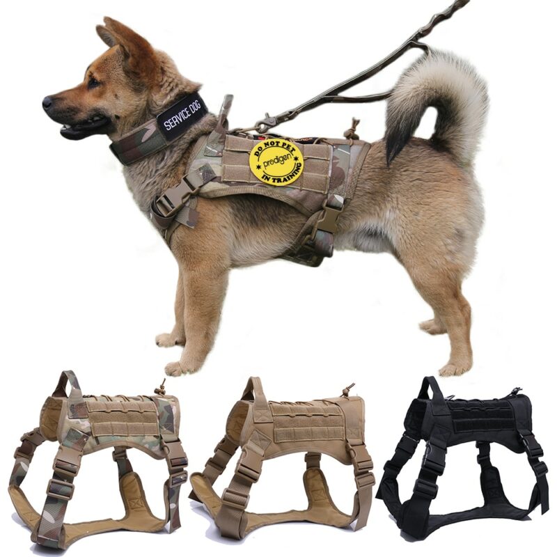 Military Tactical Dog Harness German Shepherd Pet Dog Vest With Handle Nylon Bungee Dog Leash Harness