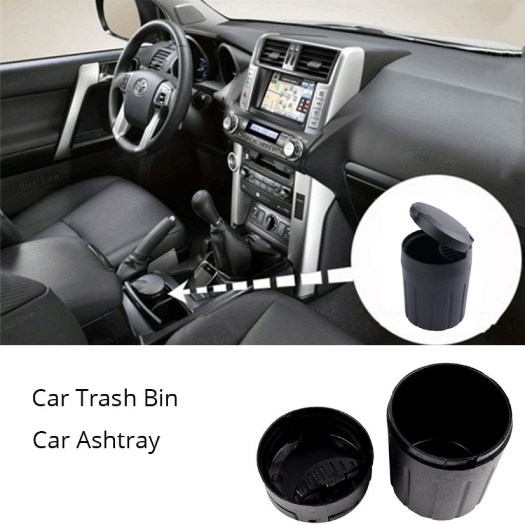 Mini Car Trash Bin Auto Portable Vehicle Black Rubbish Can Trash Dustbin Garbage Car Storage Box 5