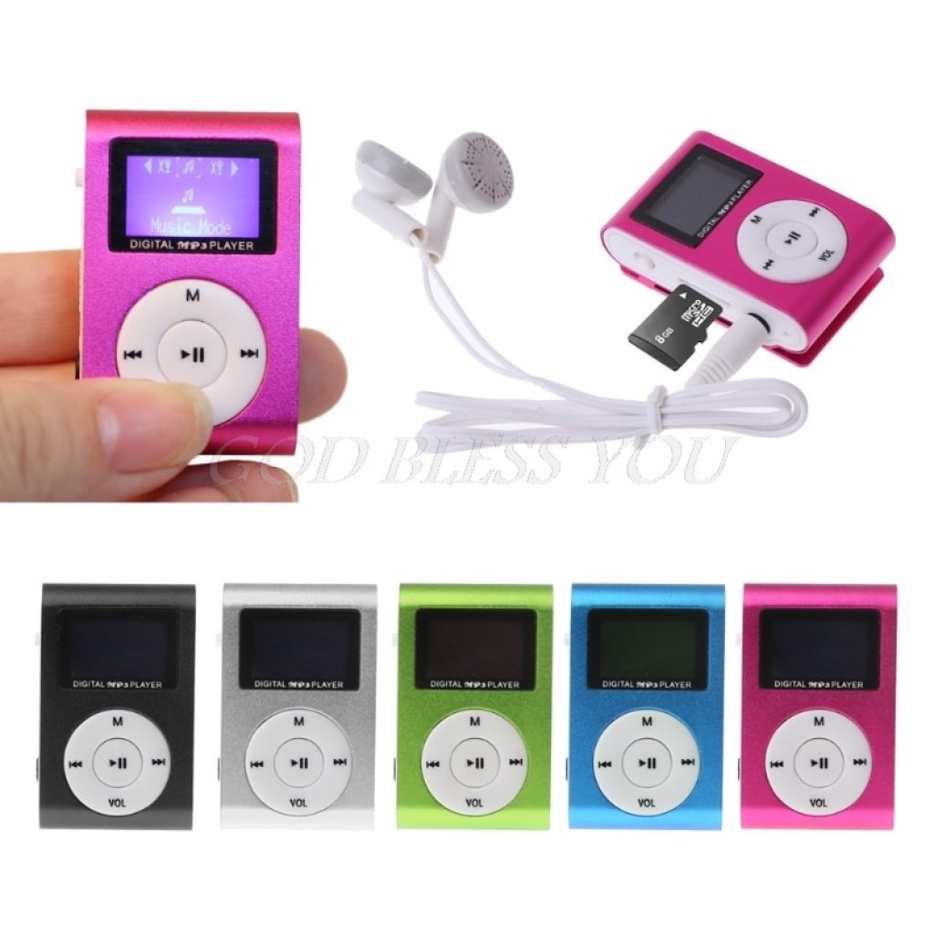 Mini USB Metal Clip MP3 Player LCD Screen Support 32GB Micro SD TF Card Slot Digital