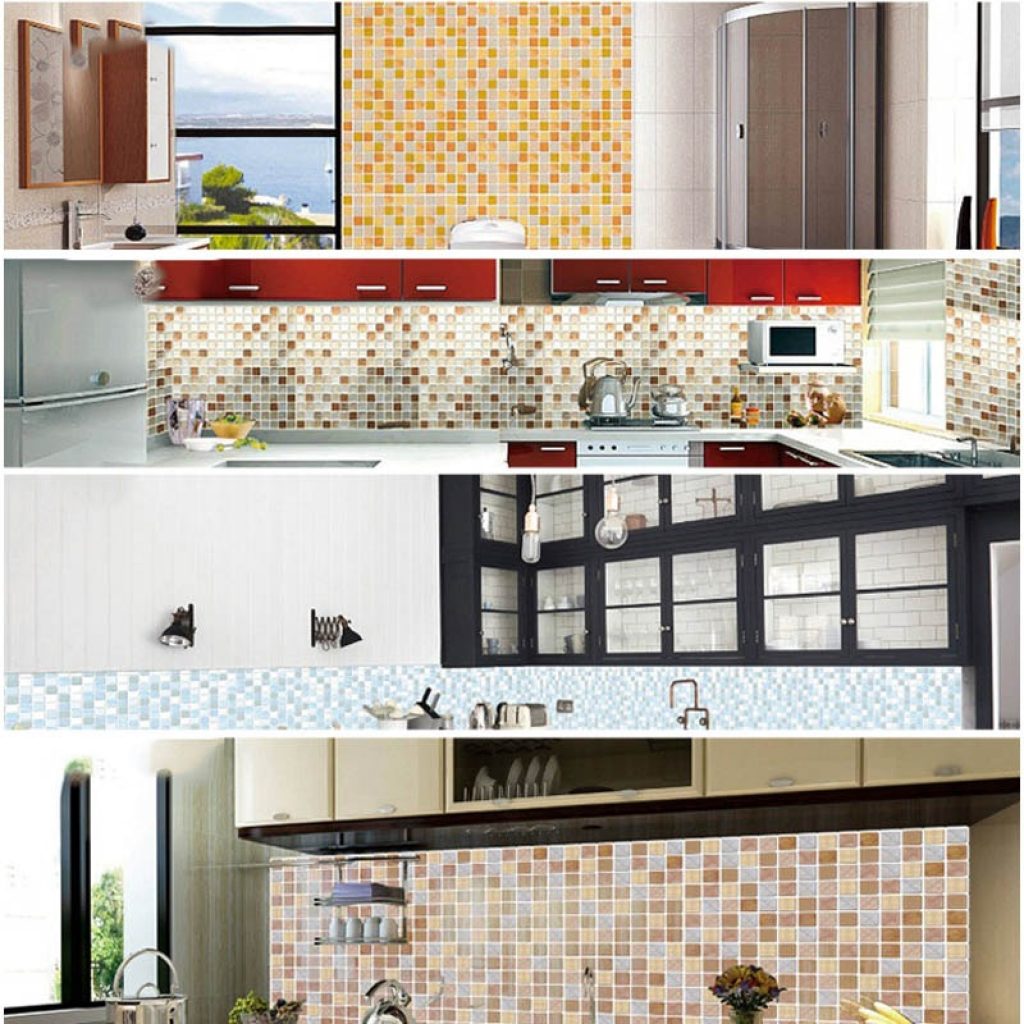 Mosaic Wall Tile Peel and Stick Self adhesive Backsplash DIY Kitchen Bathroom Home Wall Sticker Vinyl 5