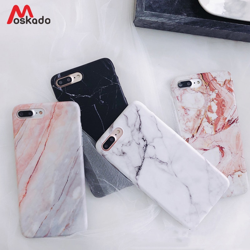 Moskado Phone Case For iPhone SE 2020 6s 7 8 Plus Glossy Granite Stone Marble