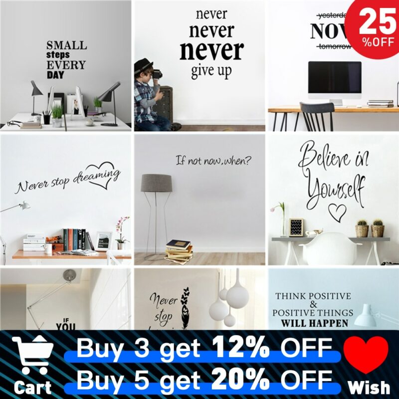 Motivational Quotes Sentences Phrases Wall Stickers Decals For Company Office School Living Room Removable Wallpaper Decorations