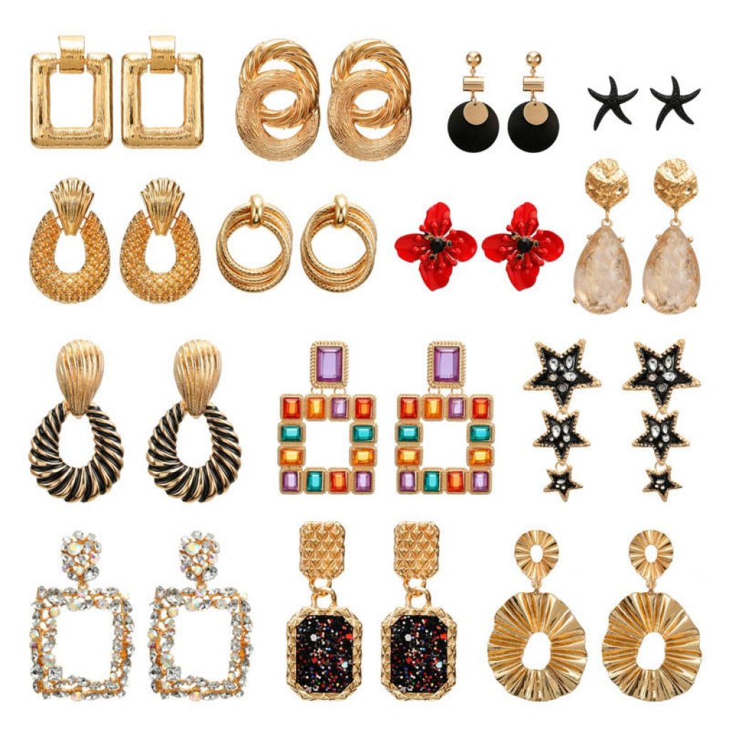 Multicolor Metal Drop Earrings for Women Vintage Exaggeration Geometric earring Bohemian Earring Wedding Jewellery 5