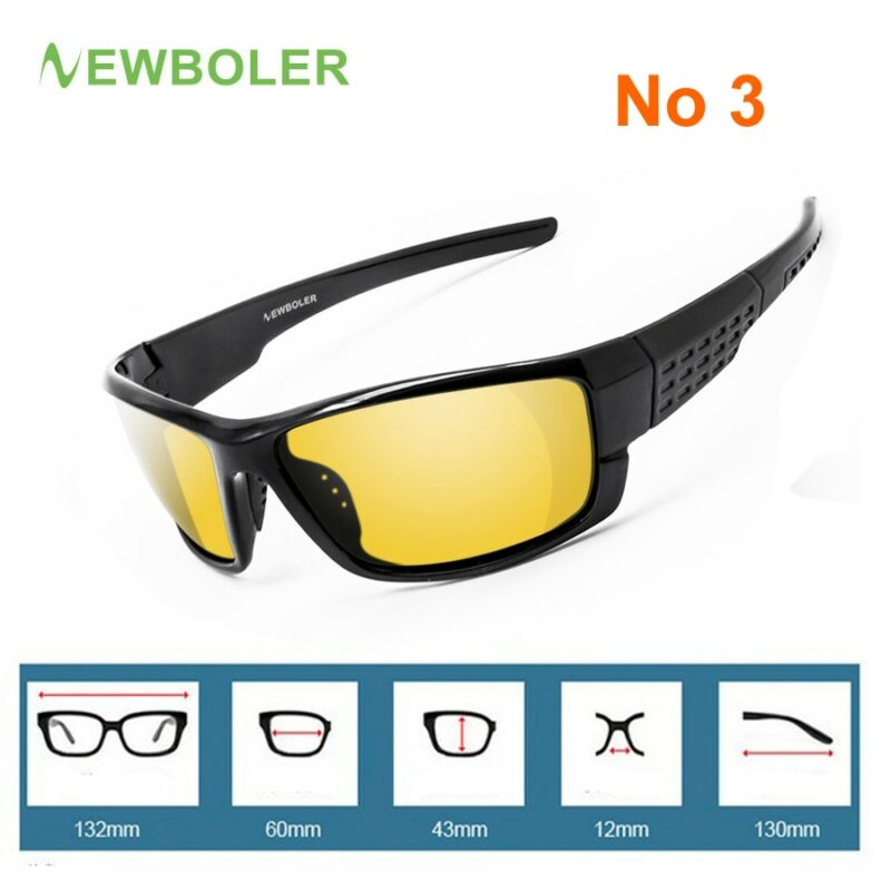 NEWBOLER Polarized Fishing Sunglasses Brown Yellow Lenses Night Version Men Glasses Outdoor Sport Driving Cycling Eyewear 4