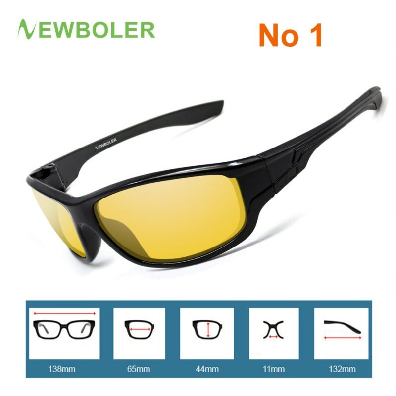 NEWBOLER Polarized Fishing Sunglasses Brown Yellow Lenses Night Version Men Glasses Outdoor Sport Driving Cycling Eyewear 5