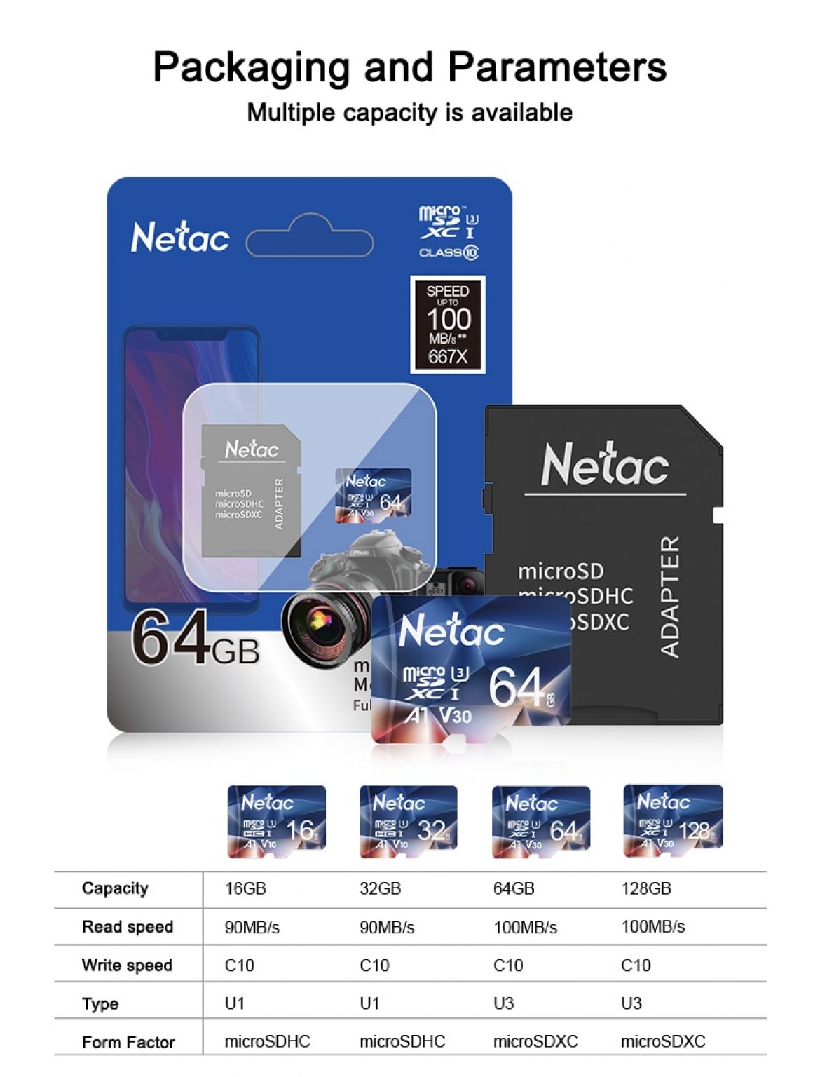 Netac Memory Card micro sd 128GB 32GB 16GB 100MB S 64GB Micro SD Card 5