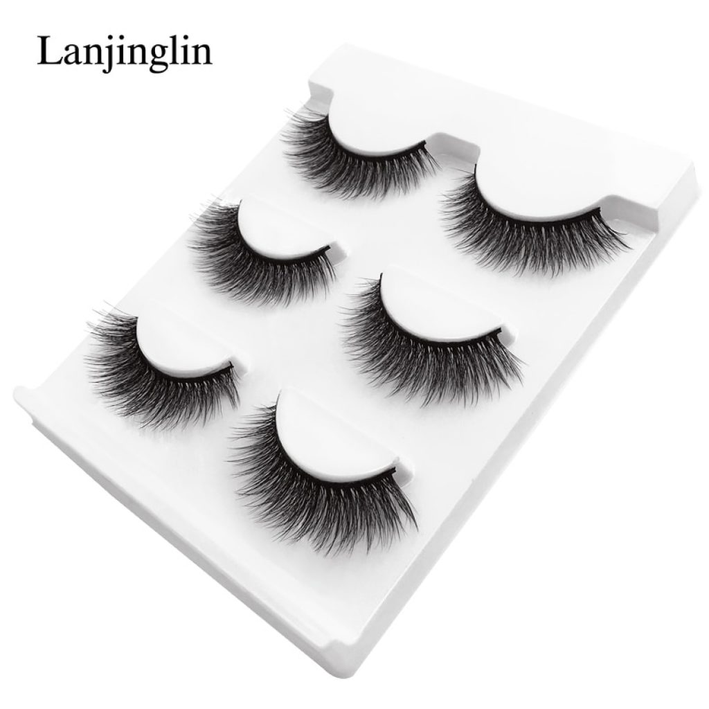 New 3 pairs natural false eyelashes fake lashes long makeup 3d mink lashes extension eyelash mink 3