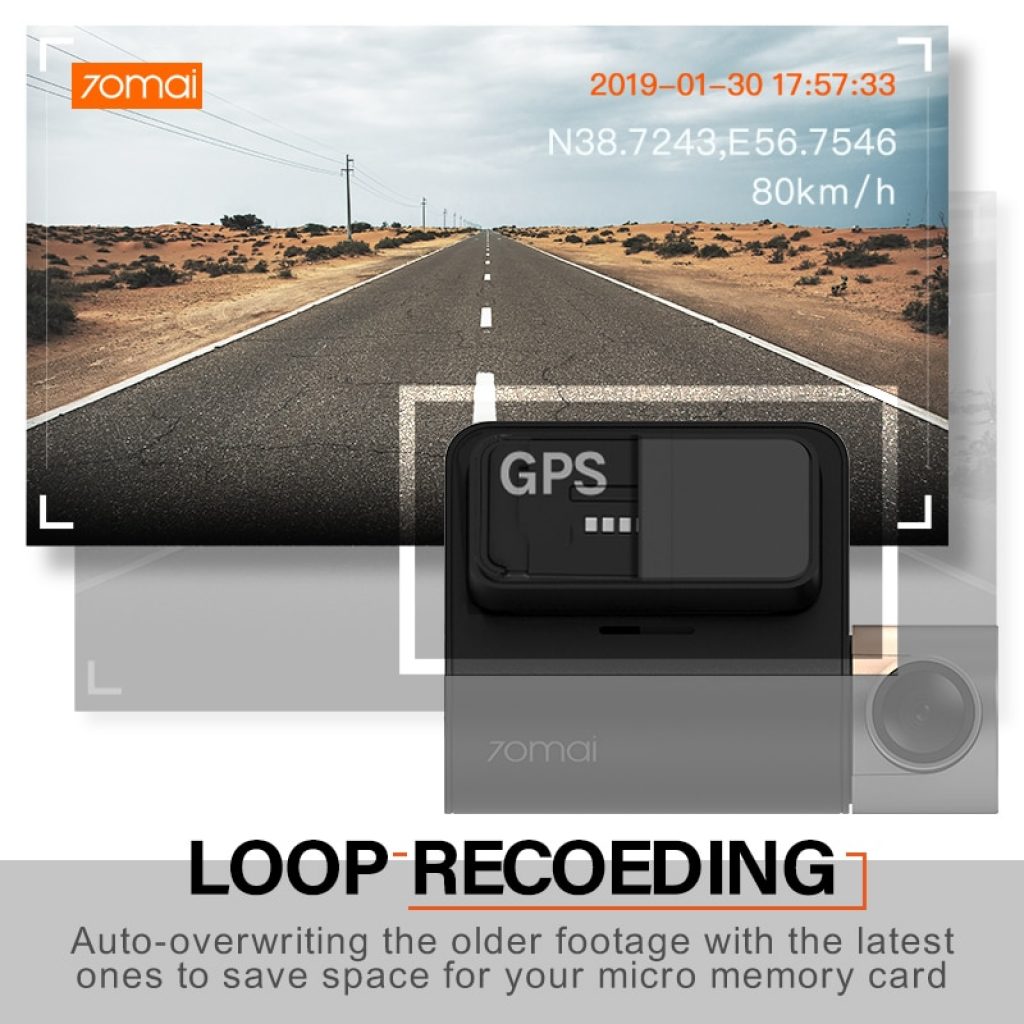 New 70mai Dash Cam Lite 1080P Speed Coordinates GPS Modules 70mai Lite Car Cam Recorder 24H 4