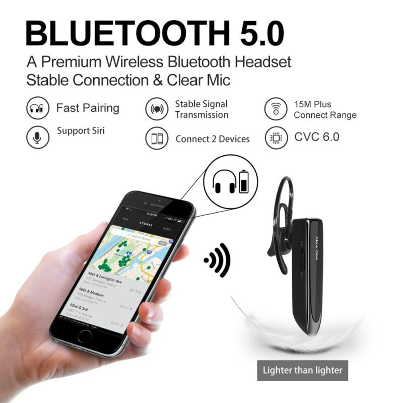 New Bee Bluetooth Headset Bluetooth 5 0 Earpiece Handsfree Headphones Mini Wireless Earphone Earbud Earpiece For 2
