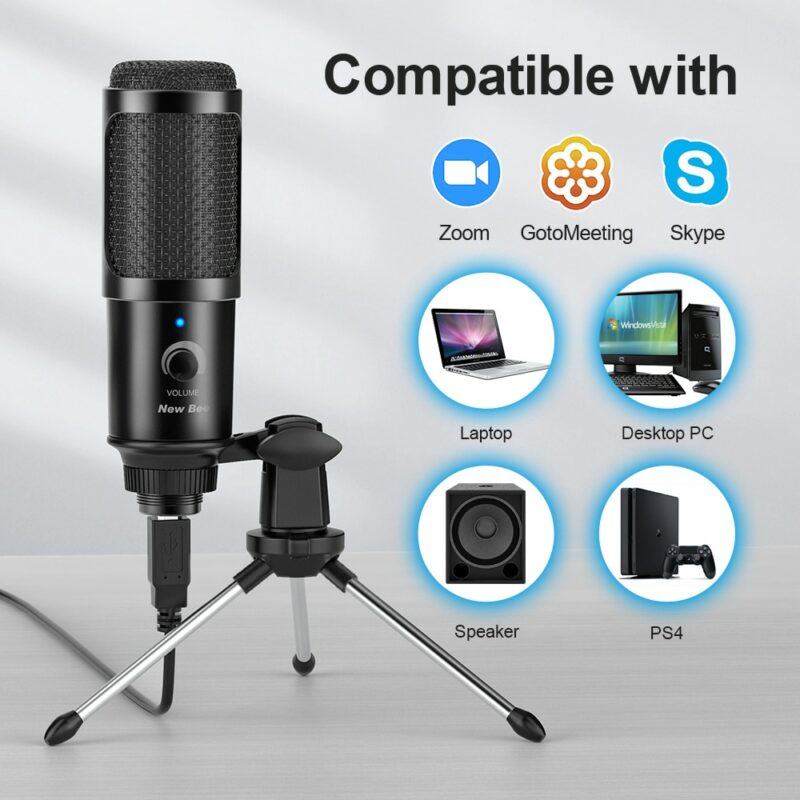 New Bee USB Microphone PC condenser Microphone Vocals Recording Studio Microphone for YouTube Video Skype Chatting 1