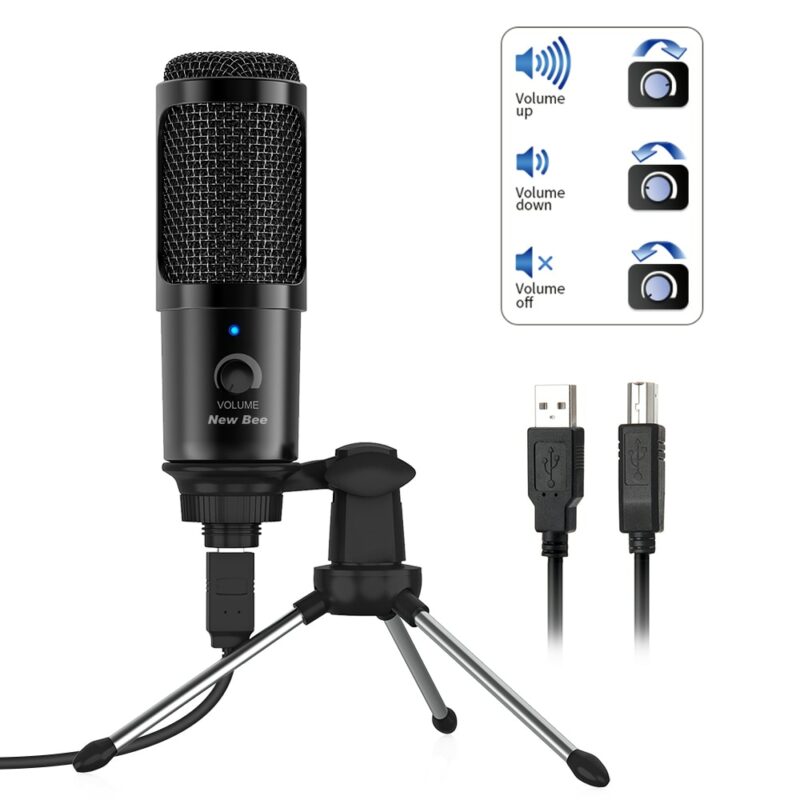 New Bee USB Microphone PC condenser Microphone Vocals Recording Studio Microphone for YouTube Video Skype Chatting 4