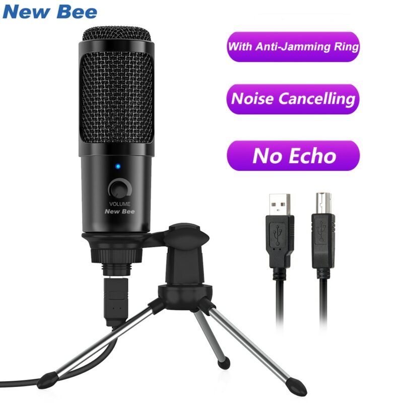 New Bee USB Microphone PC condenser Microphone Vocals Recording Studio Microphone for YouTube Video Skype Chatting
