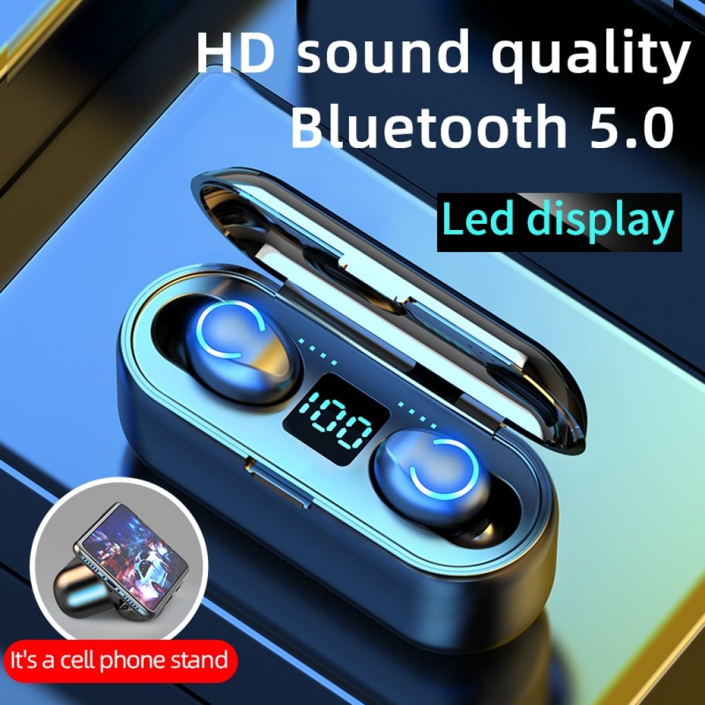 New F9 Wireless Headphones Bluetooth 5 0 Earphone TWS HIFI Mini In ear Sports Running Headset