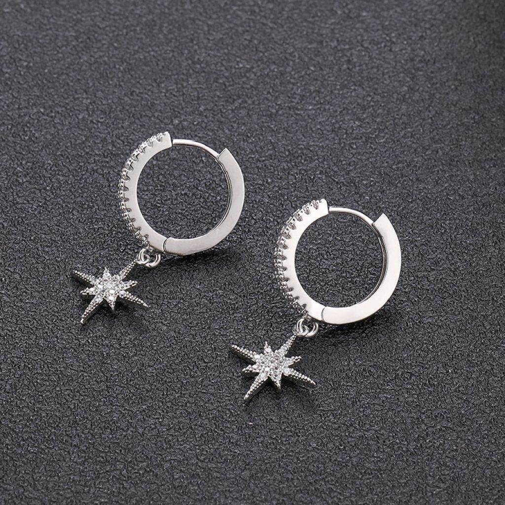 New Fashion Cute Stars Gold Earrings Top Quality cz Crystal clssic Charm gold Earrings For Women 2