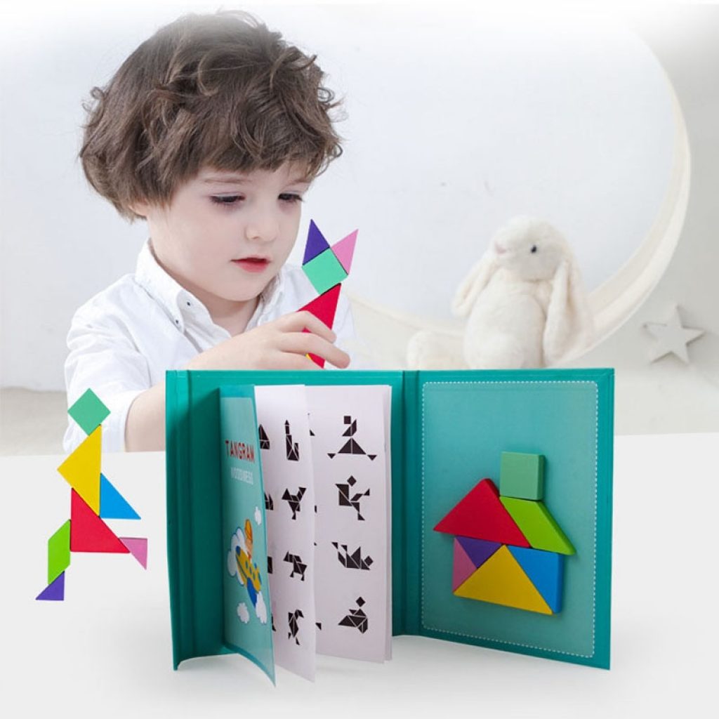 New Kids Magnetic 3D Puzzle Jigsaw Tangram Thinking Training Game Baby Montessori Learning Educational Wooden Toys 1