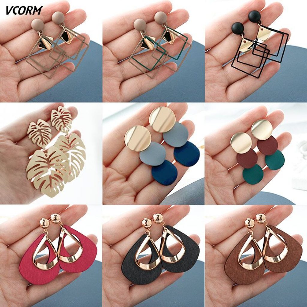 New Korean Acrylic Earrings For Women Statement Vintage Geometric Gold Dangle Drop Earrings 2019 Female Wedding