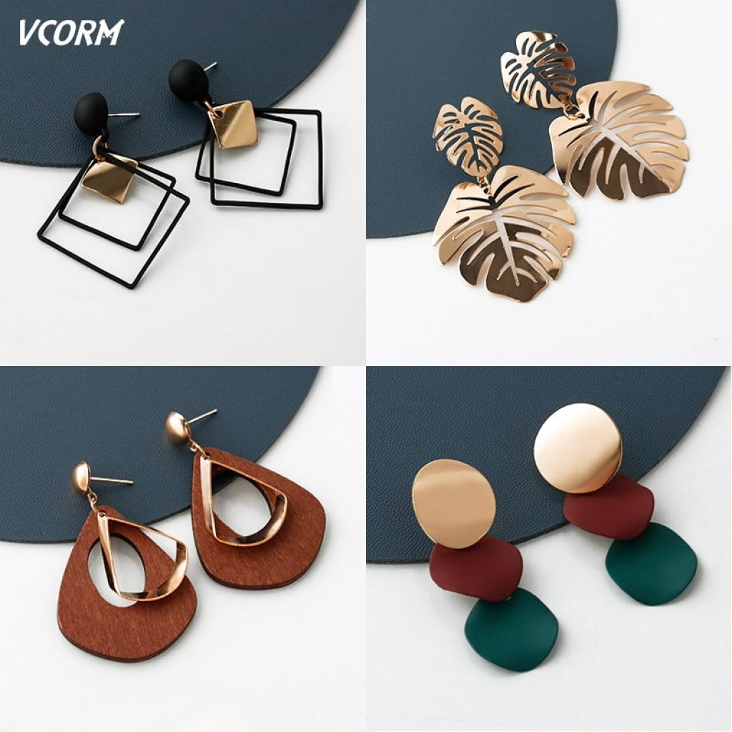 New Korean Acrylic Earrings For Women Statement Vintage Geometric Gold Dangle Drop Earrings 2019 Female Wedding 3