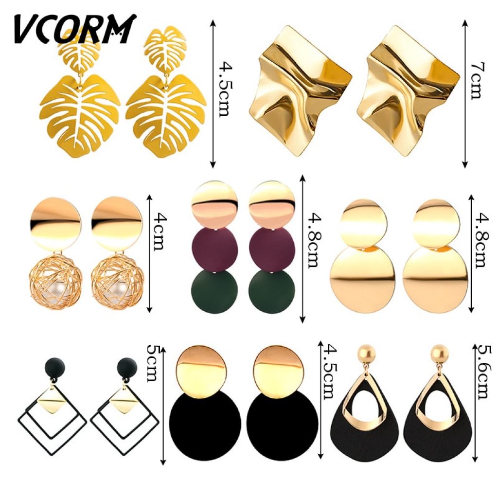 New Korean Acrylic Earrings For Women Statement Vintage Geometric Gold Dangle Drop Earrings 2019 Female Wedding 4