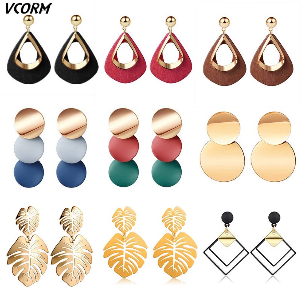 New Korean Acrylic Earrings For Women Statement Vintage Geometric Gold Dangle Drop Earrings 2019 Female Wedding 5