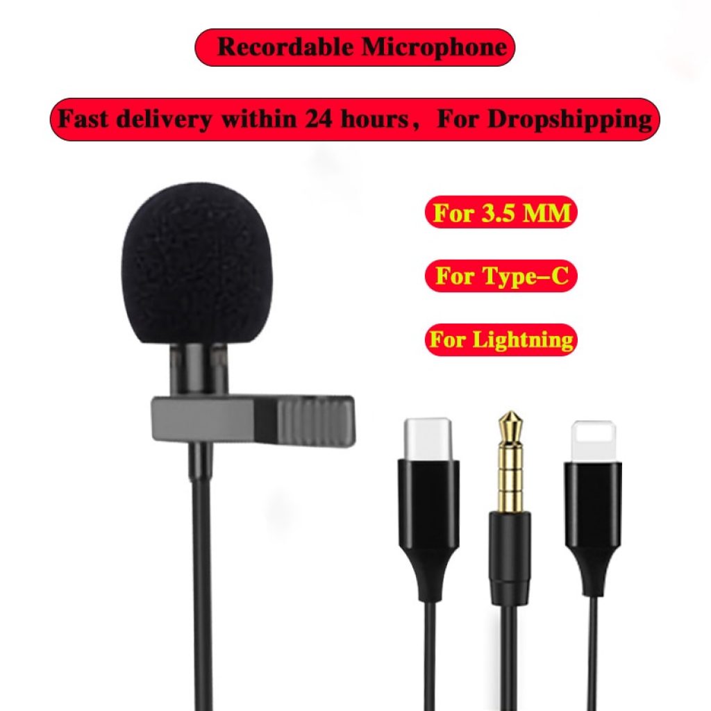 Omnidirectional Microphone Condenser Clip on Lapel for ios Android phone Tablet Recording microfono condensador mikrofon