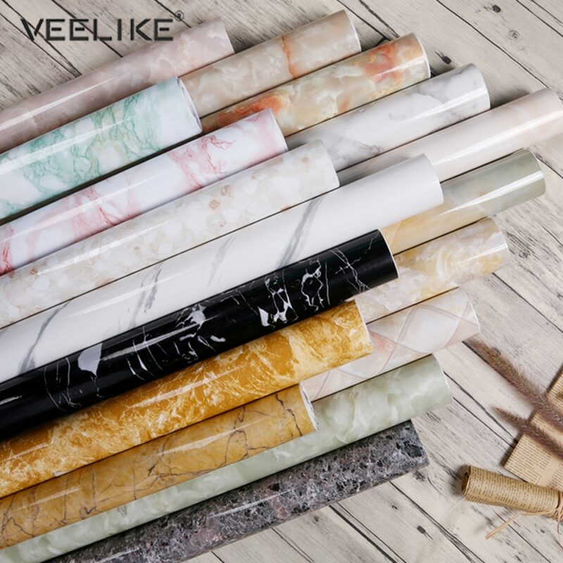 PVC Marble Waterproof Contact Paper Vinyl Self Adhesive Wallpaper Decorative Film Kitchen Cabinets Countertop Furniture Stickers 1