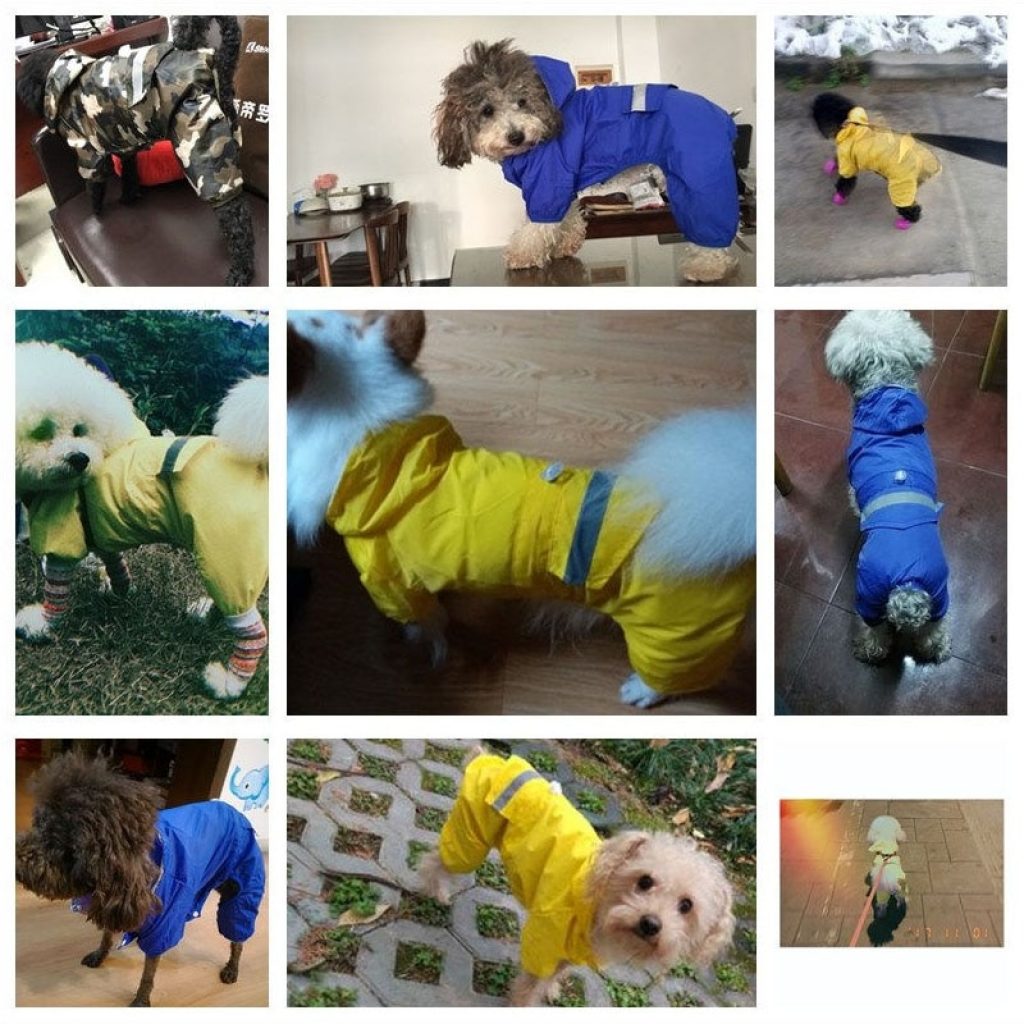 Pet Cat Dog Raincoat Hooded Reflective Puppy Small Dog Rain Coat Waterproof Jacket for Dogs Soft 4