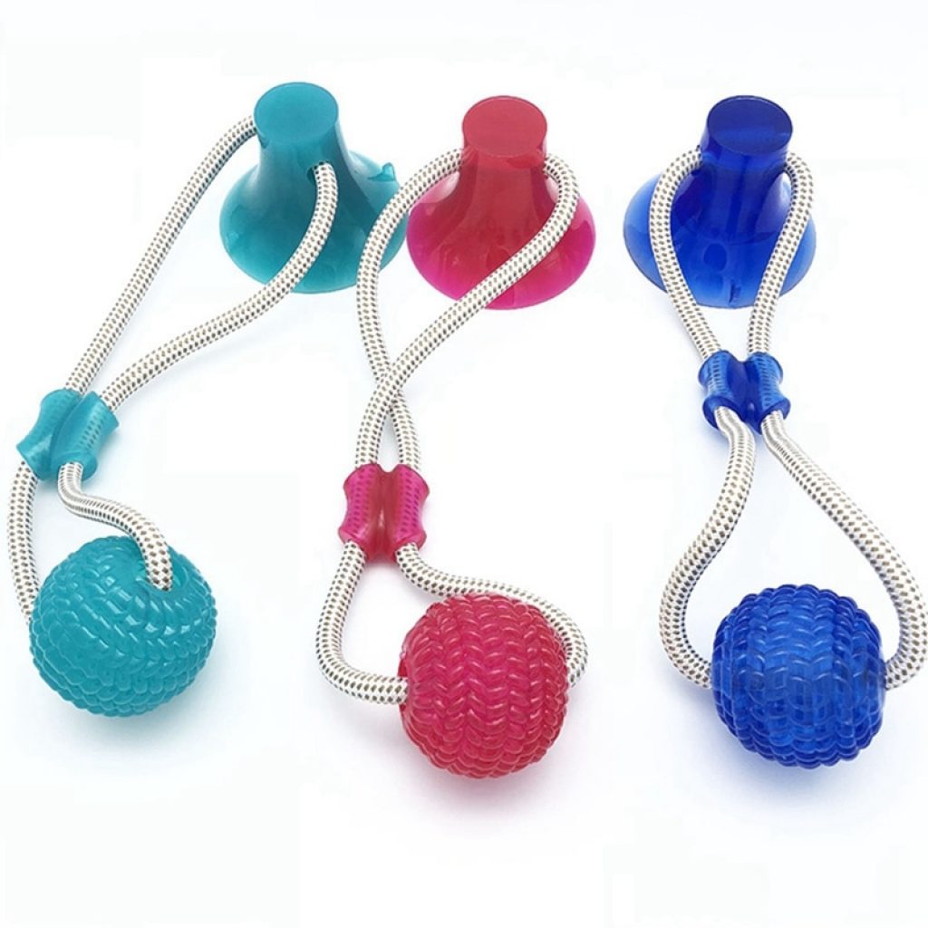 Pets Dog Toys Suction Cup Rubber Dog Chew Toys Pet Ball Tug Toy Tooth Cleaning Chewing