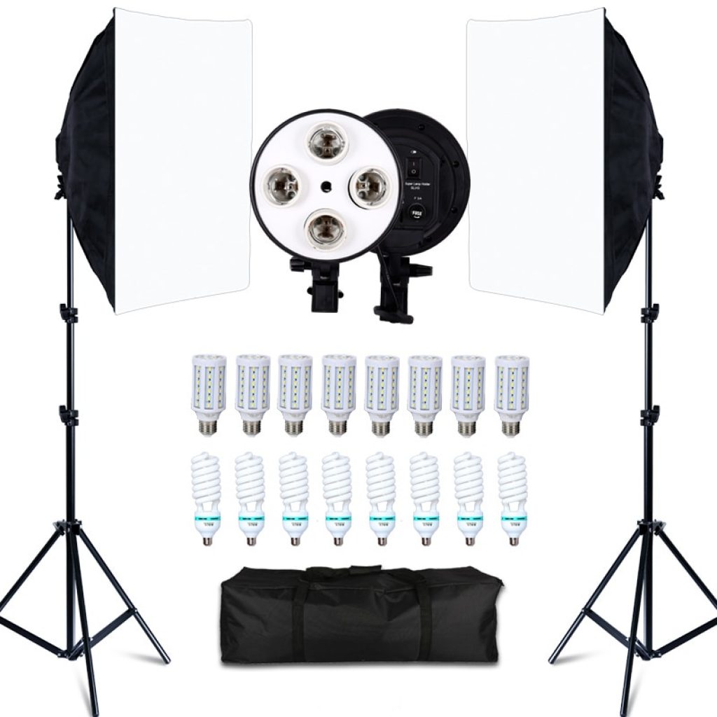Photo Studio 8 LED 20W Softbox Kit Photographic Lighting Kit Camera Photo Accessories 2 Light Stand