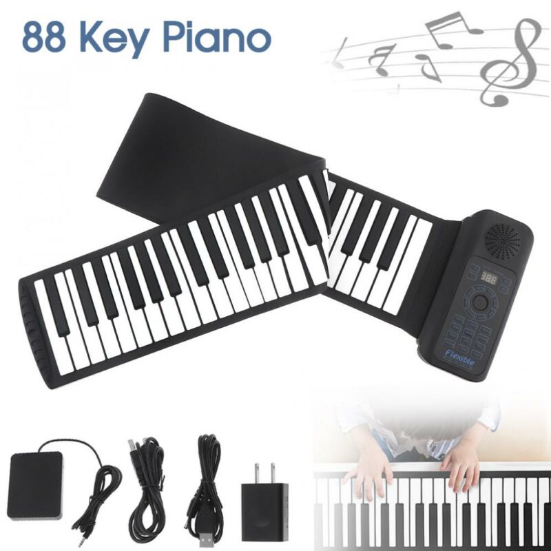 Portable 88 Keys USB MIDI Roll Up Piano Electronic Piano Silicone Flexible Keyboard Organ Built in