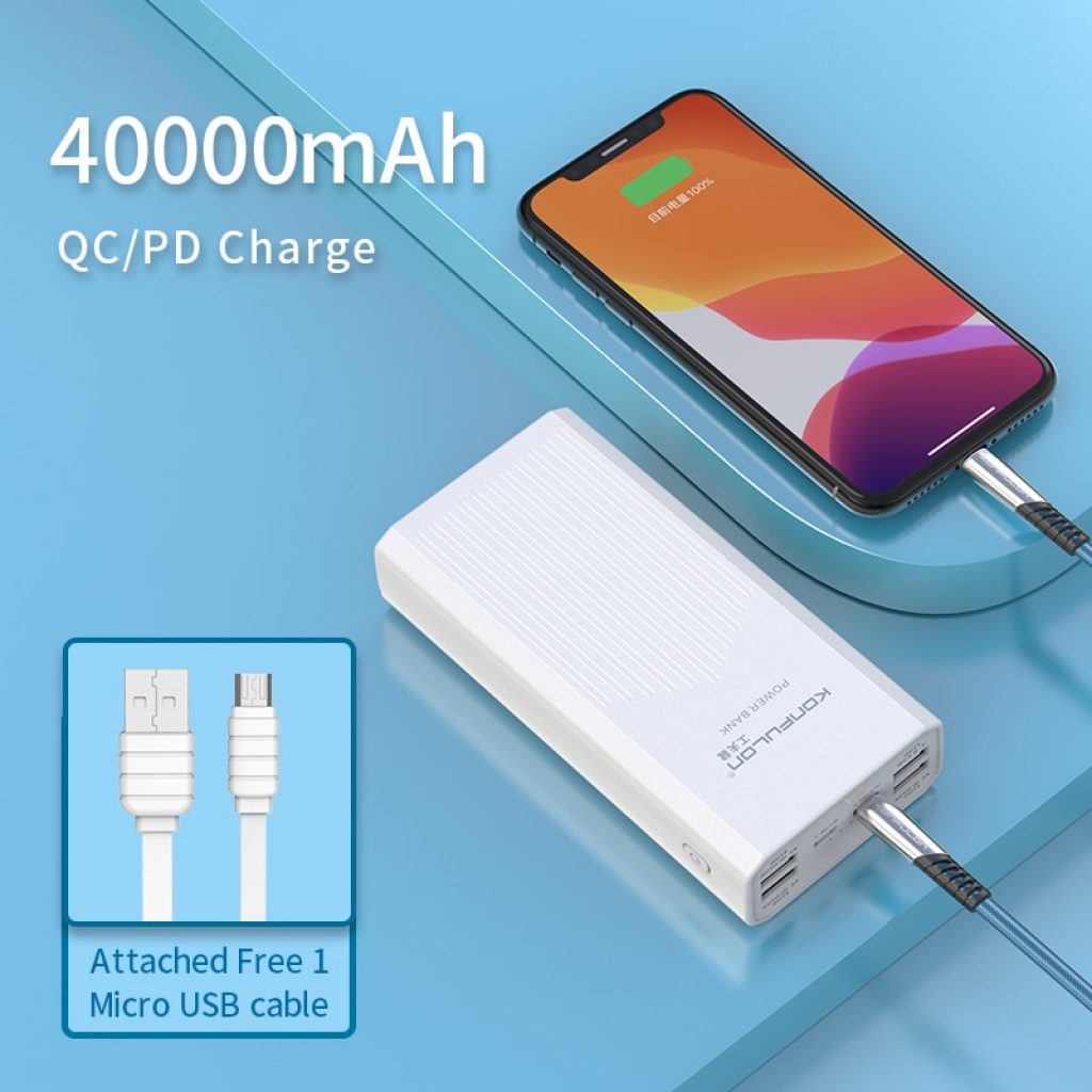 Power Bank 40000mah QC 3 0 PD 18W Two Way Quick Charge Bank Power External Battery 4