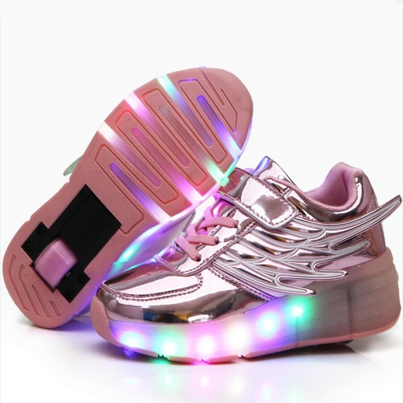 RISRICH Kids LED light roller shoes for boys girl luminous light up skate sneakers with on