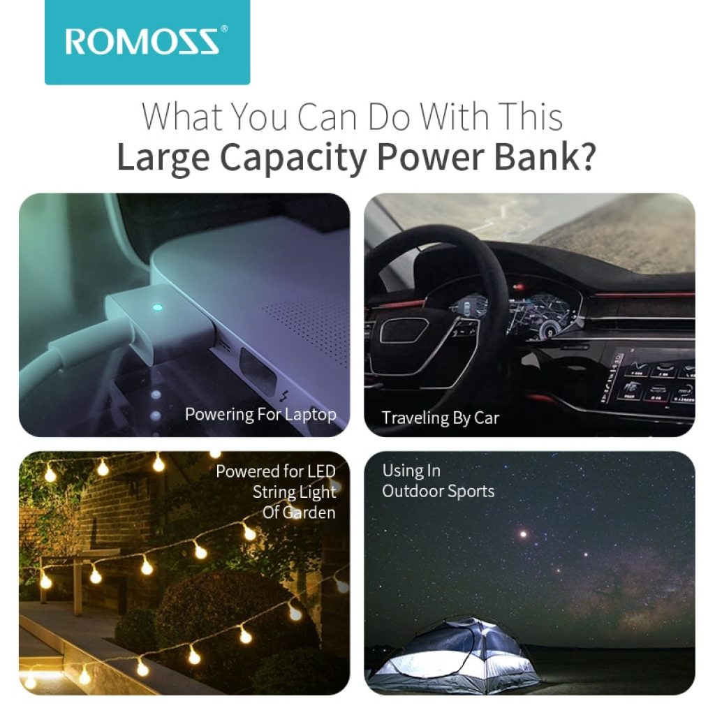 ROMOSS Zeus 40000mAh Power Bank 18W PD QC 3 0 Two way Fast Charging Powerbank Type 4