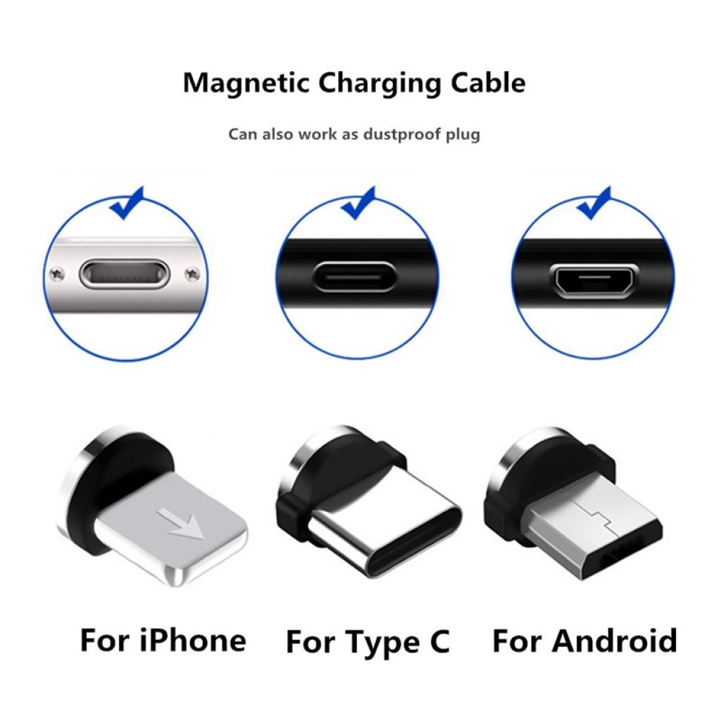 Round Magnetic Cable plug Type C Micro USB C 8 pin Plugs Fast Charging Adapter Phone 1