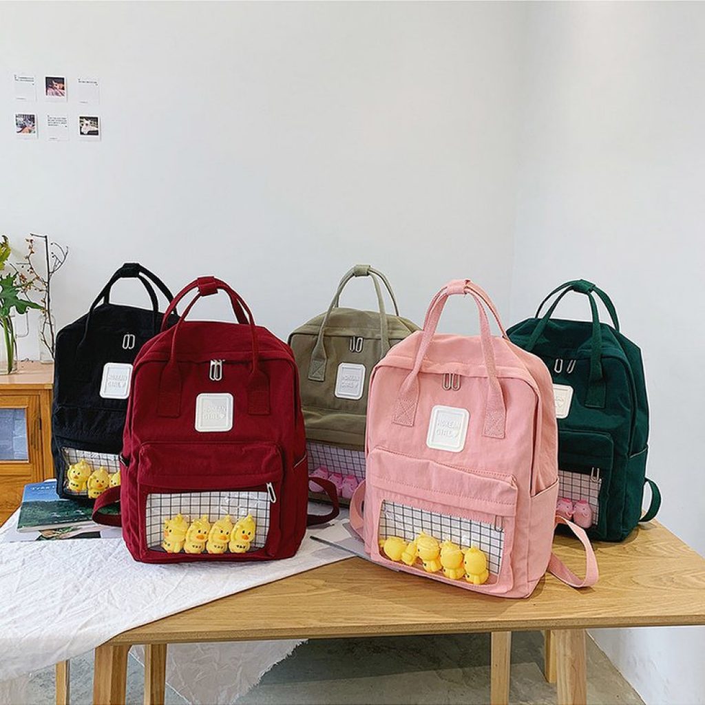 School Backpack Women 2020 New Female Cute Cartoon Transparent Students Schoolbag Shoulder Bags Fashion Canvas Backpacks 1