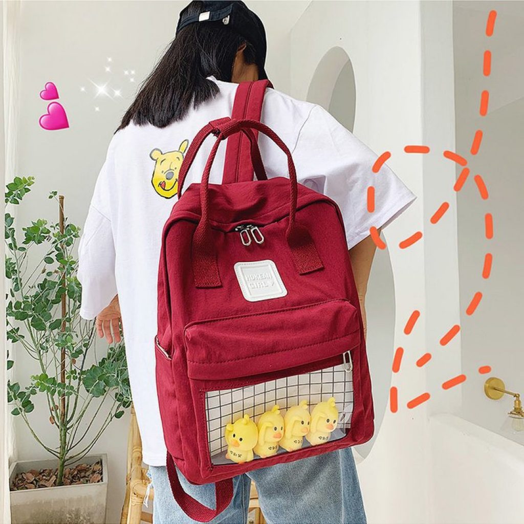 School Backpack Women 2020 New Female Cute Cartoon Transparent Students Schoolbag Shoulder Bags Fashion Canvas Backpacks 3