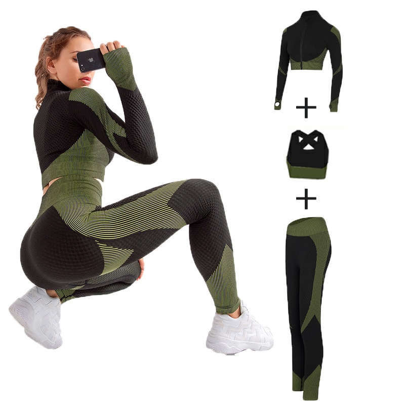 Seamless Women Yoga Sets Female Sport Gym suits Wear Running Clothes women Fitness Sport Yoga Suit
