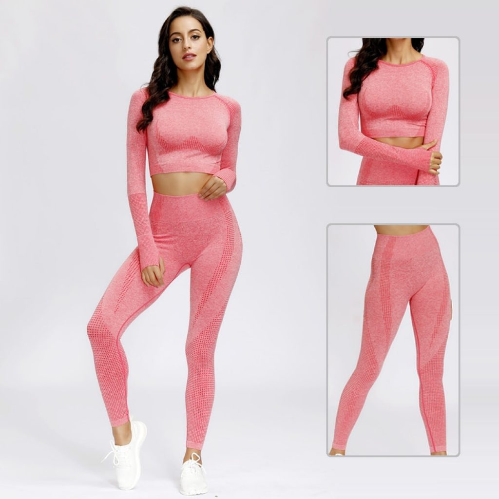 Seamless Yoga Suit 2 piece Sports Shirts Crop Top Seamless Leggings Sport Set Gym Clothes Fitness 3