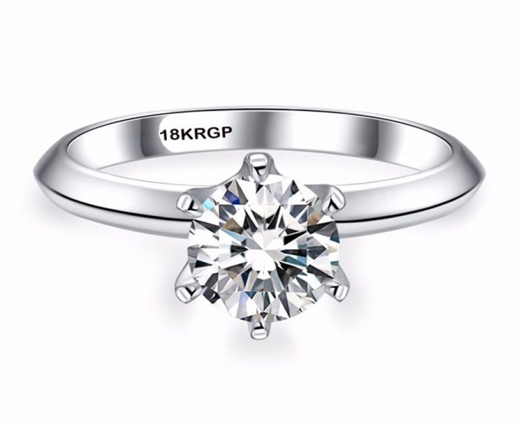 Sell at a loss Luxury Classic 1 Carat Lab Diamond Ring With Certificate 18KRGP Stamp White 1