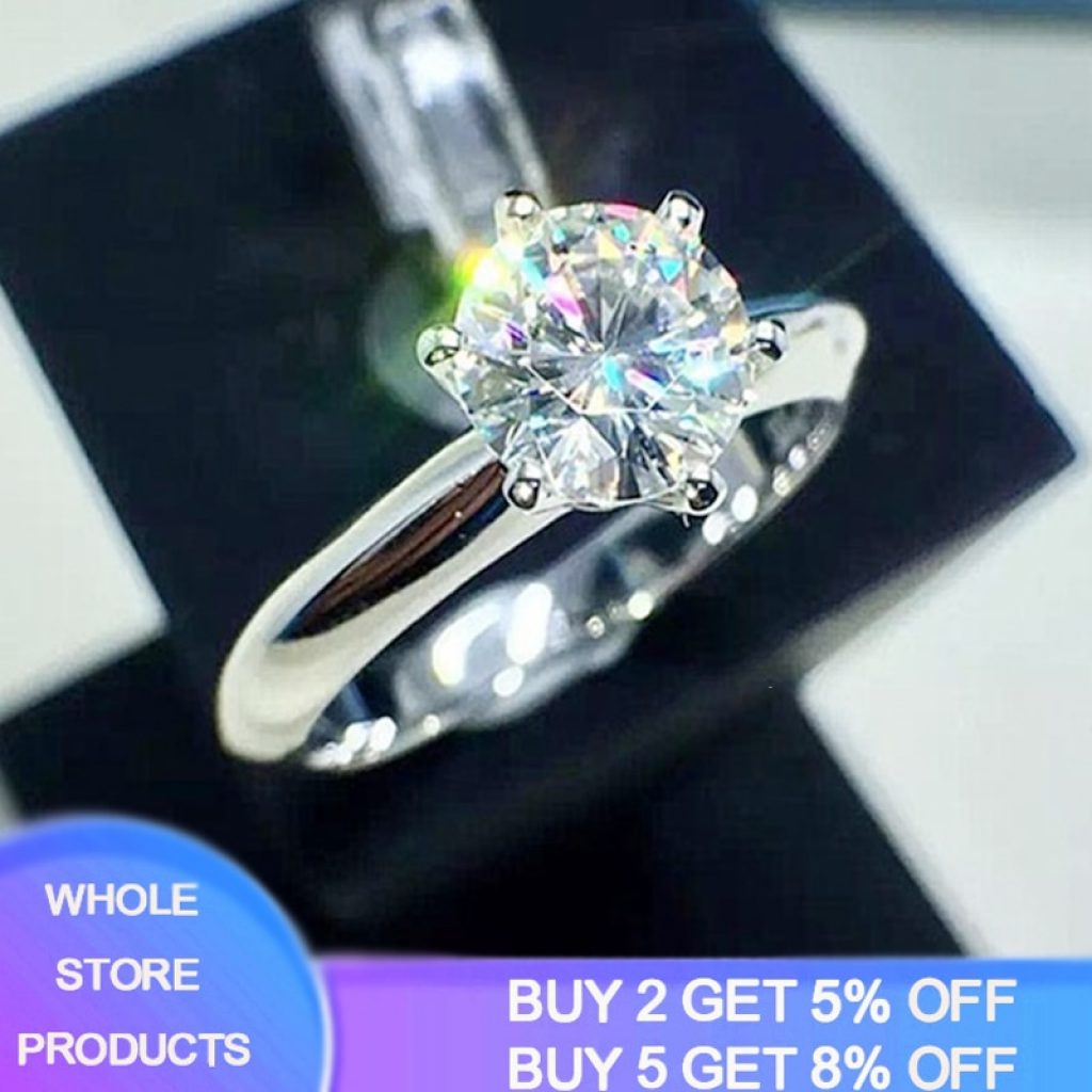 Sell at a loss Luxury Classic 1 Carat Lab Diamond Ring With Certificate 18KRGP Stamp White