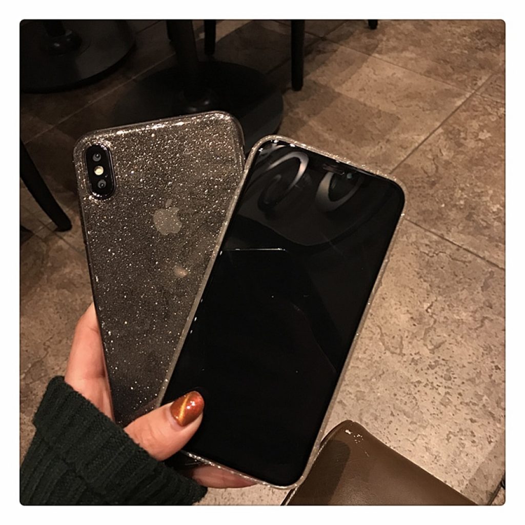 Shining Glitter Powder Black Phone Case For iPhone 11 Pro XR XS Max 8 7 Plus 2