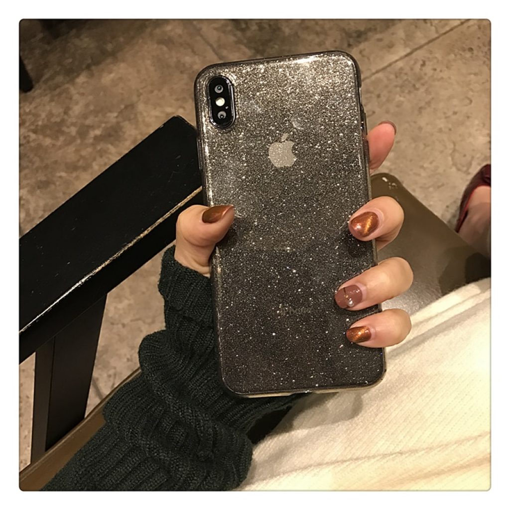 Shining Glitter Powder Black Phone Case For iPhone 11 Pro XR XS Max 8 7 Plus 3
