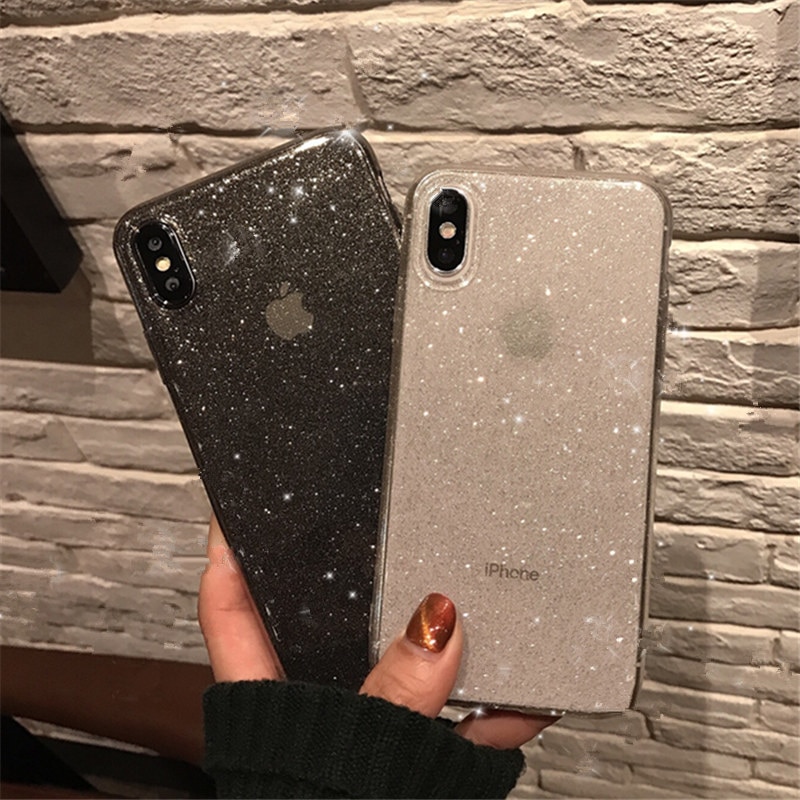 Shining Glitter Powder Black Phone Case For iPhone 11 Pro XR XS Max 8 7 Plus
