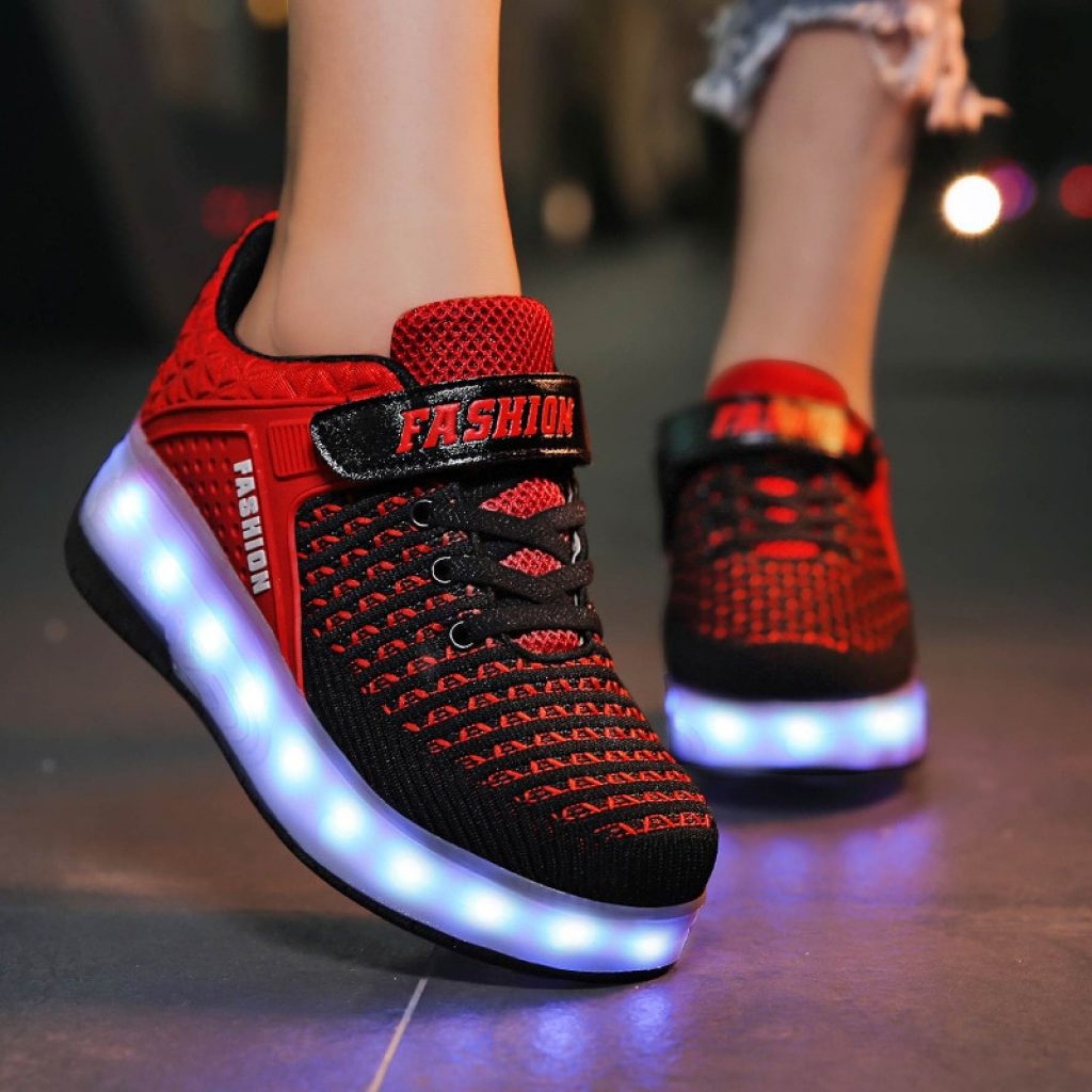 Size 28 40 Roller Sneakers for Kids Boys LED Light Up Shoes with Double Wheels USB 1