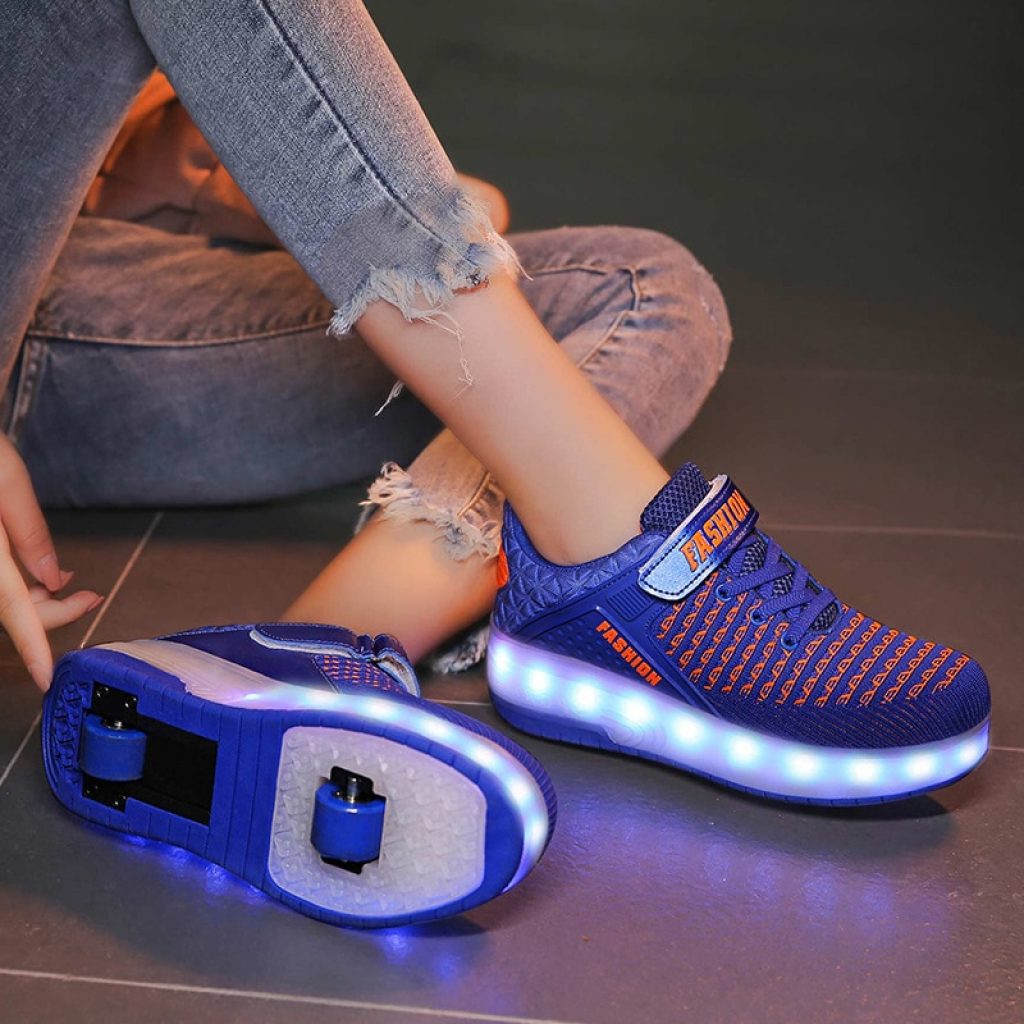 Size 28 40 Roller Sneakers for Kids Boys LED Light Up Shoes with Double Wheels USB 3